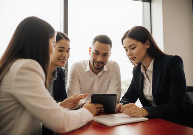 ทีมงานพิจารณาแผนการตลาดร่วมกัน